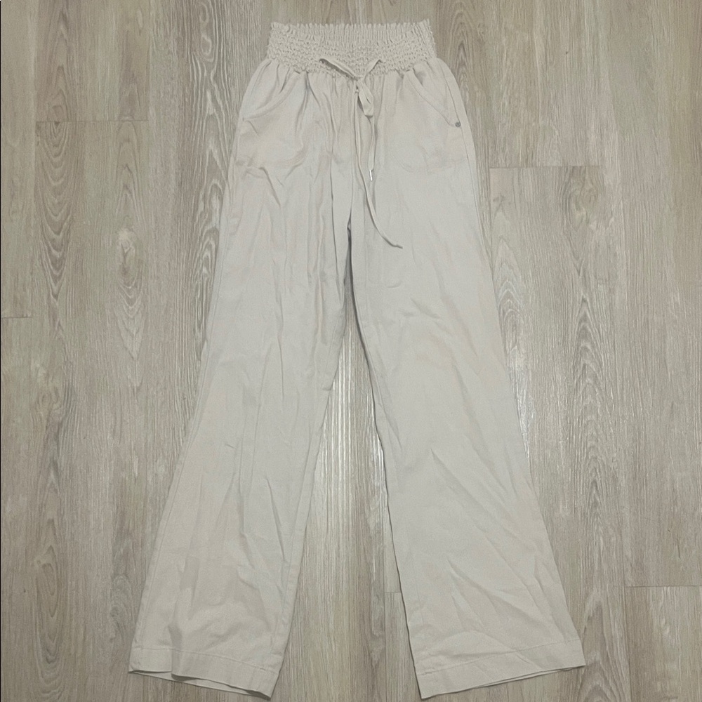 Women's Cream Wide-Leg Pants